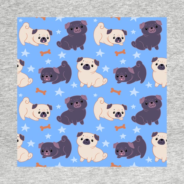 Blue Pug Pattern by esturgeo